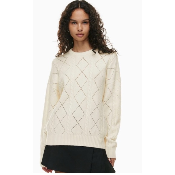 Aritzia Sunday Best Peggy Crewneck Gray Oversized Preppy Sweater M - Picture 8 of 9